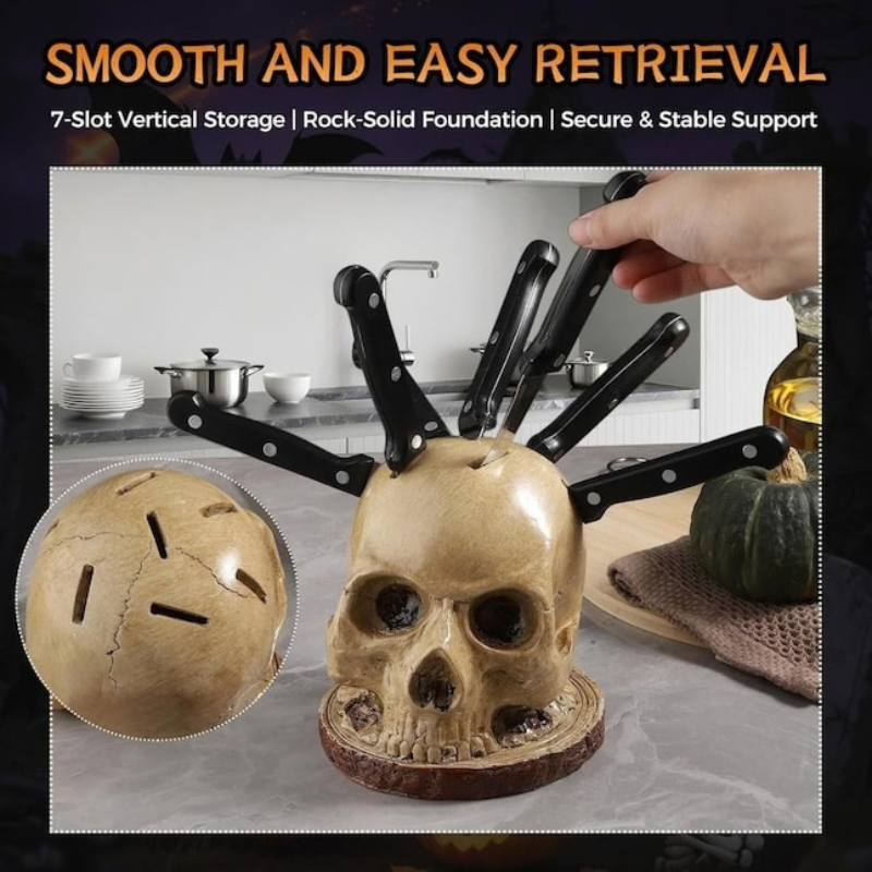 Bonehold Skull Knife Block